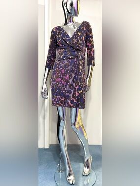 🏖️Summer Sale: Diane Von Furstenberg Purple, & Brown Flower Silk Jersey Dress